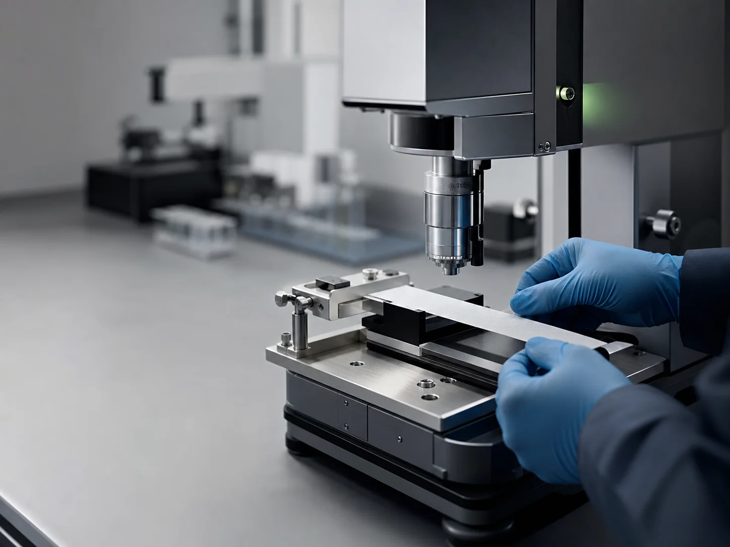 Separator film sample being inspected under precision laboratory equipment